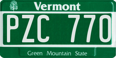 VT license plate PZC770