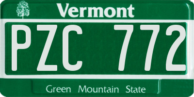 VT license plate PZC772