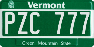 VT license plate PZC777