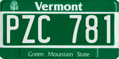 VT license plate PZC781