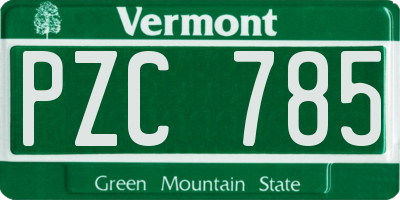 VT license plate PZC785