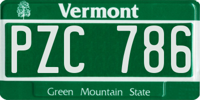 VT license plate PZC786