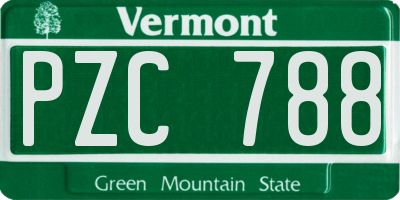 VT license plate PZC788
