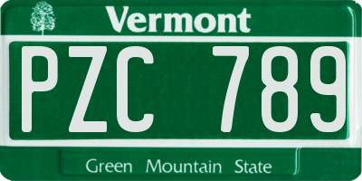 VT license plate PZC789