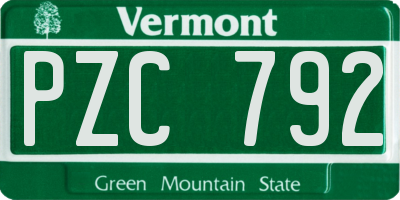 VT license plate PZC792