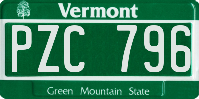 VT license plate PZC796