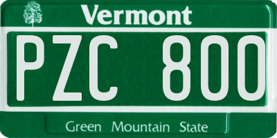 VT license plate PZC800