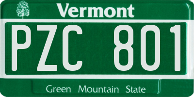 VT license plate PZC801