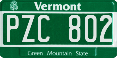VT license plate PZC802