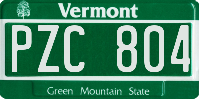 VT license plate PZC804