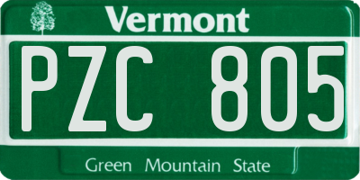 VT license plate PZC805