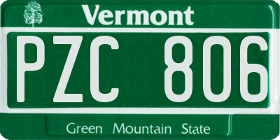 VT license plate PZC806
