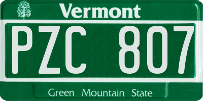 VT license plate PZC807