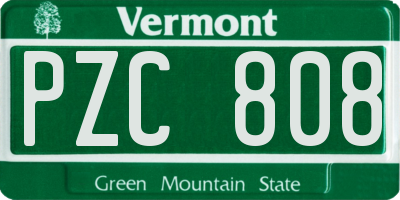 VT license plate PZC808