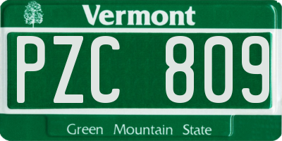 VT license plate PZC809