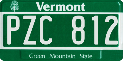 VT license plate PZC812
