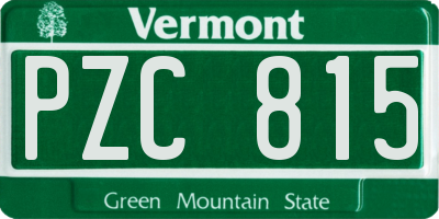 VT license plate PZC815