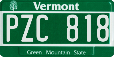VT license plate PZC818