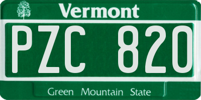 VT license plate PZC820