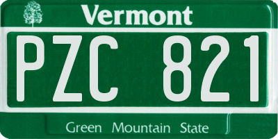 VT license plate PZC821
