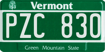 VT license plate PZC830
