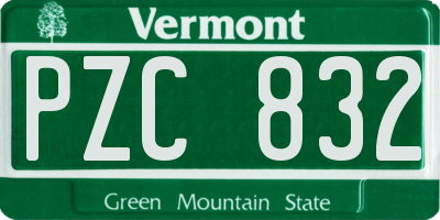 VT license plate PZC832