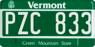 VT license plate PZC833