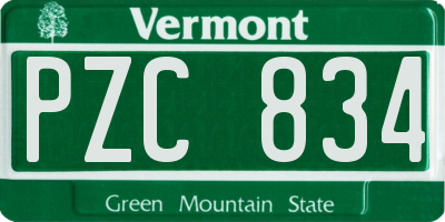 VT license plate PZC834