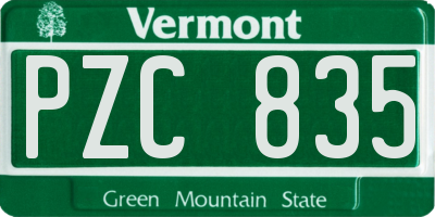 VT license plate PZC835