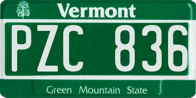 VT license plate PZC836
