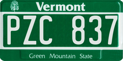 VT license plate PZC837