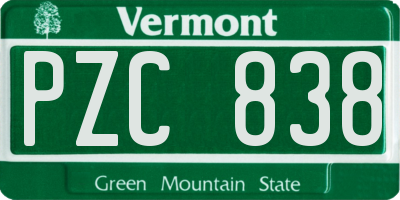 VT license plate PZC838