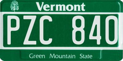 VT license plate PZC840