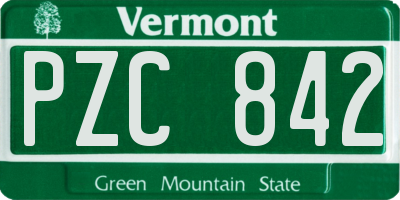 VT license plate PZC842