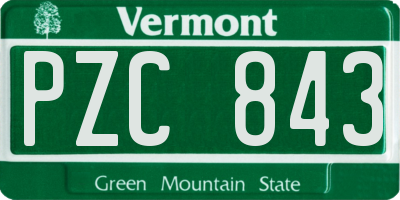 VT license plate PZC843