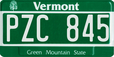 VT license plate PZC845