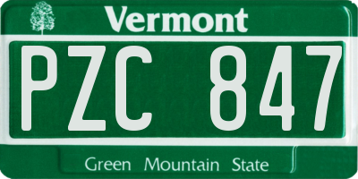 VT license plate PZC847