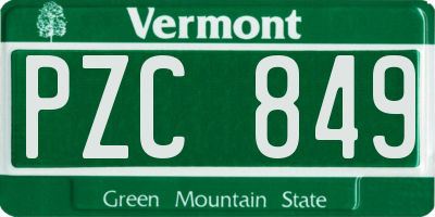 VT license plate PZC849