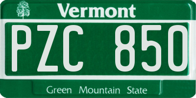 VT license plate PZC850