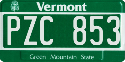 VT license plate PZC853