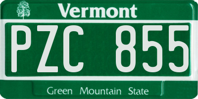 VT license plate PZC855