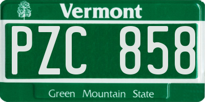VT license plate PZC858