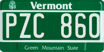 VT license plate PZC860