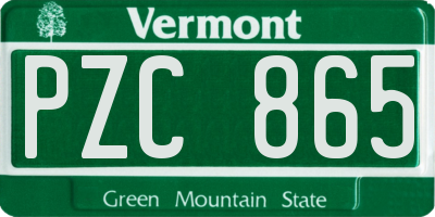 VT license plate PZC865