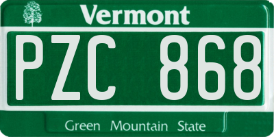 VT license plate PZC868