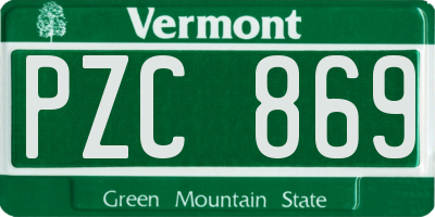 VT license plate PZC869