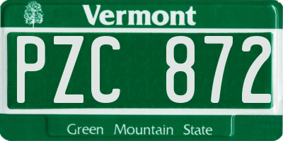VT license plate PZC872