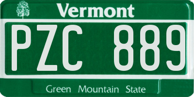 VT license plate PZC889