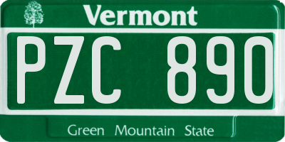 VT license plate PZC890