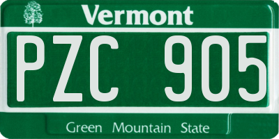 VT license plate PZC905